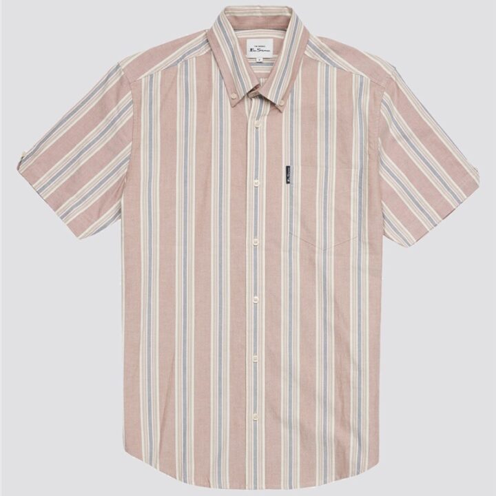 Ben Sherman Block Stripe Shirt Dark Pink